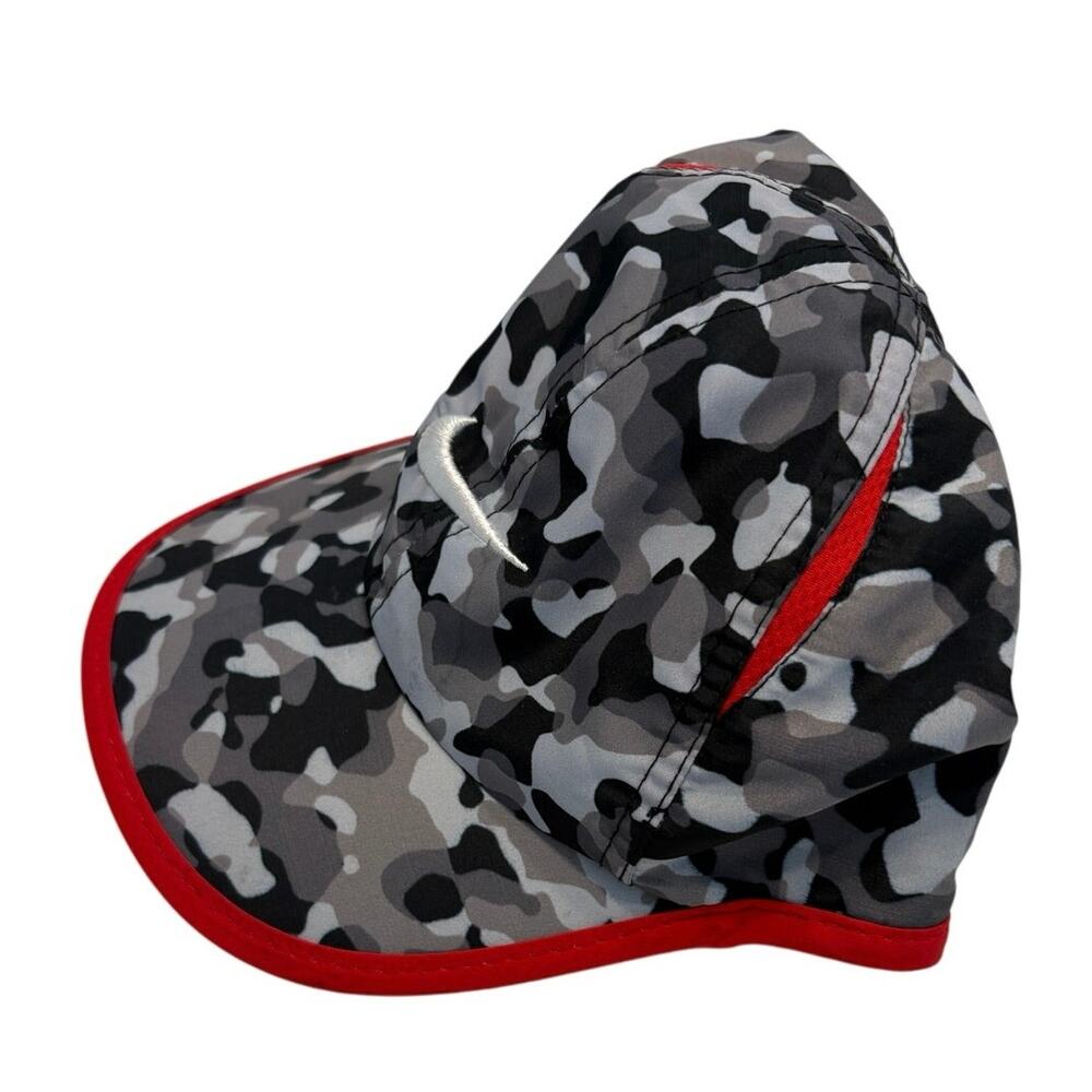 Nike Dri-Fit Hat Boys Gray Black Red Camo Running Swoosh Lightweight Kids Cap - Picture 8 of 13
